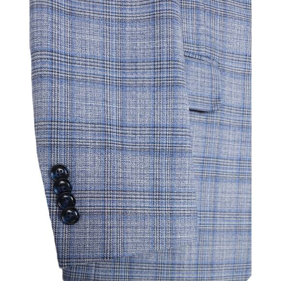 Tommy Hilfiger Men's Modern-Fit Flex Stretch Sport Coat Light Blue Plaid 44L NWT - Picture 5 of 7